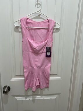 Pink Sleeveless Romper with Built-In Shelf Bra